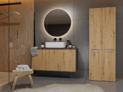 Meuble salle de bain, 174 x 30 x 60 cm, antracite, chêne artisan