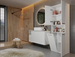 Meuble salle de bain, 174 x 30 x 60 cm, blanc mat