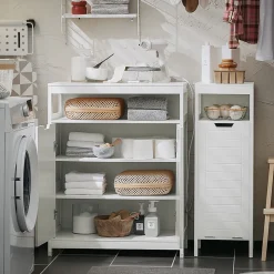 Meuble Salle de Bain Armoire avec 2 Portes, étagères Réglables, BZR121-W, SoBuy