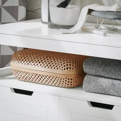 Meuble Salle de Bain Armoire avec 2 Portes, étagères Réglables, BZR121-W, SoBuy
