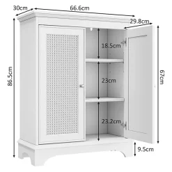 Meuble salle de bain blanc sur pied avec porte panier et étagère réglable, meuble indépendant pour salle de bain, salon ou cuisine