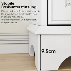 Meuble salle de bain blanc sur pied avec porte panier et étagère réglable, meuble indépendant pour salle de bain, salon ou cuisine