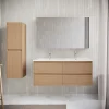 Meuble salle de bain design double vasque FORTINA largeur 120 cm chêne clair
