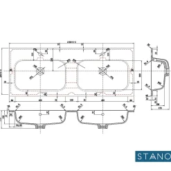 Meuble salle de bain design double vasque FORTINA largeur 120 cm chêne clair