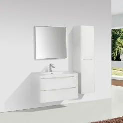 Meuble salle de bain design simple vasque PIACENZA largeur 90 cm blanc laque