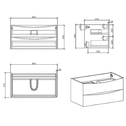 Meuble salle de bain design simple vasque PIACENZA largeur 90 cm blanc laque