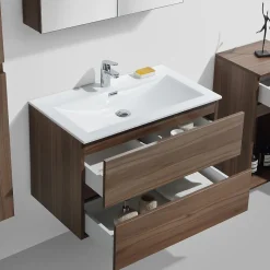 Meuble salle de bain design simple vasque SIENA largeur 80 cm noyer