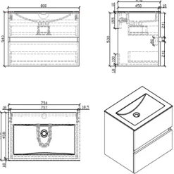 Meuble salle de bain design simple vasque SIENA largeur 80 cm noyer