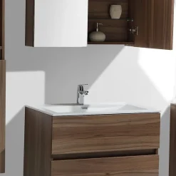 Meuble salle de bain design simple vasque SIENA largeur 80 cm noyer