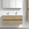 Meuble salle de bain design double vasque SIENA largeur 120 cm chêne clair texture