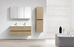 Meuble salle de bain design double vasque SIENA largeur 120 cm chêne clair texture