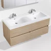 Meuble salle de bain design double vasque SIENA largeur 144 cm chêne clair texture