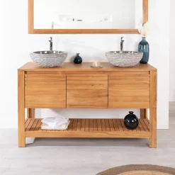 Meuble salle de bain en teck Megève 140 cm
