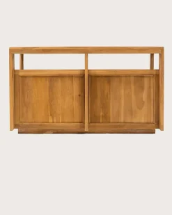 Meuble salle de bain en teck avec étagère en verre 140 cm - Uniqka