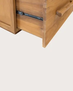 Meuble salle de bain en teck avec étagère en verre 140 cm - Uniqka