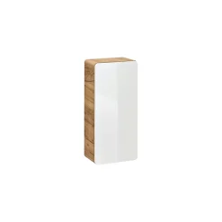 Meuble salle de bain ERBANO Chene clair et blanc brillant 35x75 cm 1 porte Meuble suspendu