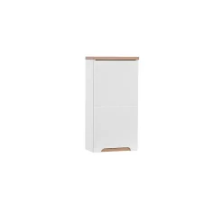 Meuble salle de bain ERMANO Chene clair et blanc brillant 35x70 cm 1 porte Meuble suspendu
