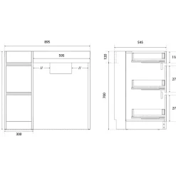 Meuble salle de bain PMR ANDY PLUS 90 cm bois et blanc + miroir Motory