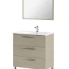 Meuble salle de bain sous vasque salle de bain avec 3 Tiroirs + 1 Miroir chêne clair - Longueur 80 x Profondeur 45 x Hauteur 86 cm