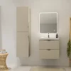 Meuble salle de bain strié - 60 cm - avec plan vasque - Beige cachemire mat - à suspendre - Tirso