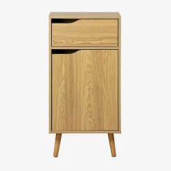 Meuble salle de bain vintage décor bois frêne 1 tiroir 1 porte - Nepal