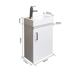 Meuble Salle de Bains avec vasque/lavabo lave mains à suspendre Mini 40 Blanc