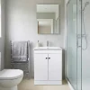 Meuble Salle de Bains avec vasque/lavabo LOOK 60 Blanc à poser avec plan céramique.