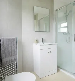 Meuble Salle de Bains avec vasque/lavabo LOOK 60 Blanc à poser avec plan céramique.