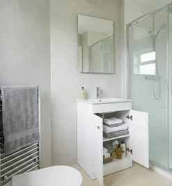 Meuble Salle de Bains avec vasque/lavabo LOOK 60 Blanc à poser avec plan céramique.