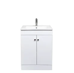 Meuble Salle de Bains avec vasque/lavabo LOOK 60 Blanc à poser avec plan céramique.