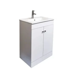 Meuble Salle de Bains avec vasque/lavabo LOOK 60 Blanc à poser avec plan céramique.