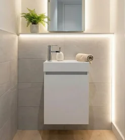 Meuble Salle de Bains avec vasque/lavabo lave mains à suspendre Bahamas 40 Blanc