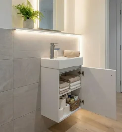 Meuble Salle de Bains avec vasque/lavabo lave mains à suspendre Bahamas 40 Blanc