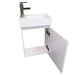 Meuble Salle de Bains avec vasque/lavabo lave mains à suspendre Bahamas 40 Blanc