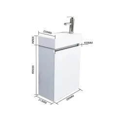 Meuble Salle de Bains avec vasque/lavabo lave mains à suspendre Bahamas 40 Blanc