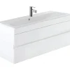 Meuble salle de bains suspendu 100x36 SANINDUSA Look slow close blanc (vasque Look en option non inclus)