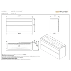 Meuble salle de bains suspendu 100x36 SANINDUSA Look slow close blanc (vasque Look en option non inclus)