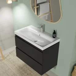 Meuble salle de bain-80x37.5cm-Gain de place -Gris anthracite Mat-Moduo Slim