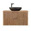 Meuble simple vasque 100cm Gaia Bois et Noir - Vasque Noir