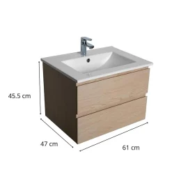 Meuble simple vasque 60cm SORRENTO + vasque