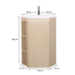 Meuble simple vasque d'angle SORRENTO 45cm