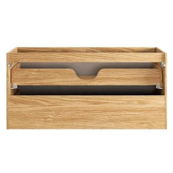 Meuble simple vasque encastree droite 120cm 2 tiroirs Elora Beige et bois