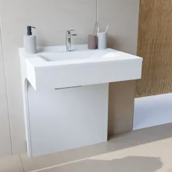 Meuble simple vasque PMR EPURE 70 cm - Blanc brillant