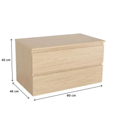 Meuble simple vasque SORRENTO décor chêne 80 cm