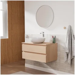 Meuble simple vasque SORRENTO décor chêne 80 cm
