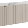 Meuble sous double vasque suspendu HARMO 160 cm Façade rainuré cachemire semi-mat