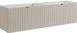 Meuble sous double vasque suspendu HARMO 160 cm Façade rainuré cachemire semi-mat