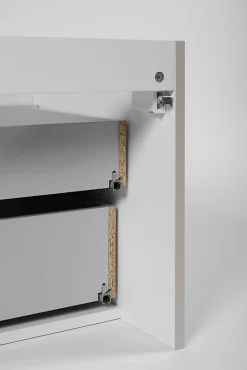 Meuble sous double vasque suspendu HARMO 160 cm Façade rainuré cachemire semi-mat