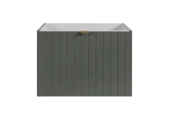 Meuble sous double vasque suspendu HARMO 120 cm Façade rainuré vert semi-mat
