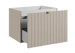 Meuble sous double vasque suspendu HARMO 120 cm Façade rainuré cachemire semi-mat